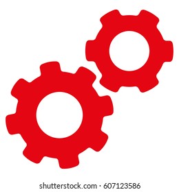 Gears vector icon. Flat red symbol. Pictogram is isolated on a white background. Designed for web and software interfaces.
