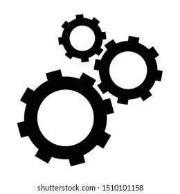 Gears vector icon illustration, flat design in black and white.