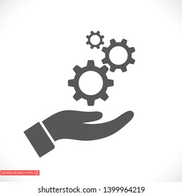 Gears  vector icon , lorem ipsum Flat design