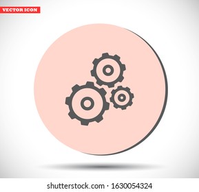 Gears vector icon , lorem ipsum Flat design