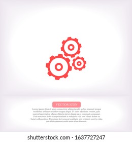 Gears vector icon , lorem ipsum Flat design