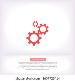 Gears vector icon , lorem ipsum Flat design