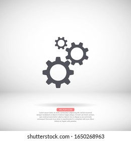 Gears vector icon , lorem ipsum Flat design