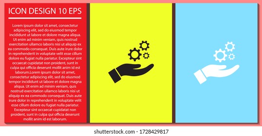 Gears vector icon , lorem ipsum Flat design