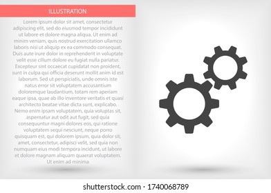 Icono vectorial de los engranajes, lorem ipsum Diseño plano