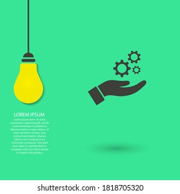 Gears vector icon , lorem ipsum Flat design