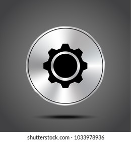 gears vector icon metallic isolated on dark background