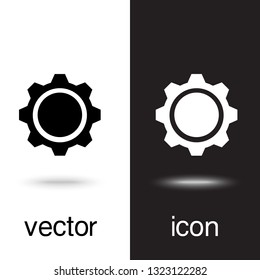 gears vector icon on black and white background