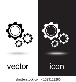 gears vector icon on black and white background