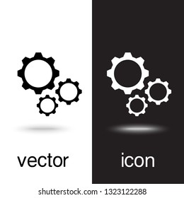 gears vector icon on black and white background