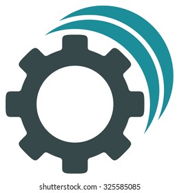 Gears vector icon. Style is bicolor flat symbol, soft blue colors, rounded angles, white background.