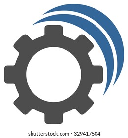 Gears vector icon. Style is bicolor flat symbol, cobalt and gray colors, rounded angles, white background.