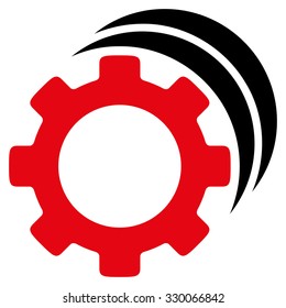 Gears vector icon. Style is bicolor flat symbol, intensive red and black colors, rounded angles, white background.