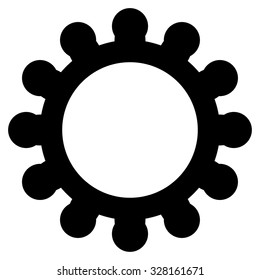 Gears vector icon. Style is flat symbol, black color, rounded angles, white background.