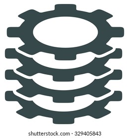 Gears vector icon. Style is flat symbol, soft blue color, rounded angles, white background.