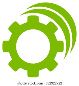 Gears vector icon. Style is flat symbol, eco green color, rounded angles, white background.