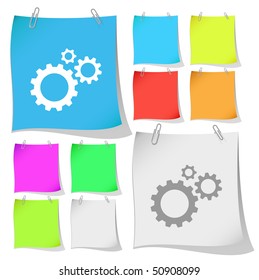 Gears. Vector note papers.
