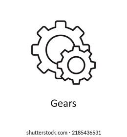 Gears vector outline Icon Design illustration. Miscellaneous Symbol on White background EPS 10 File