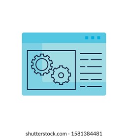 Gears and website design, construction work repair machine part technology industry and technical theme Vector illustration