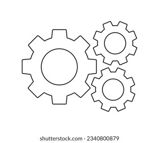 Gears wheel continuous line icon vector illustration. Round wheel metal symbol company for business teamwork concept. Dynamic single line draw Moving cog gears.