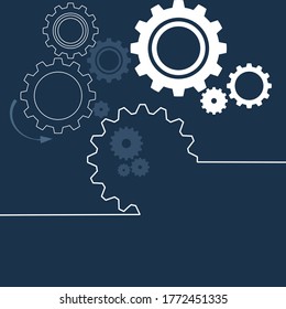 gears wheel with on the blue background. Infographic vector template. Vector illustration