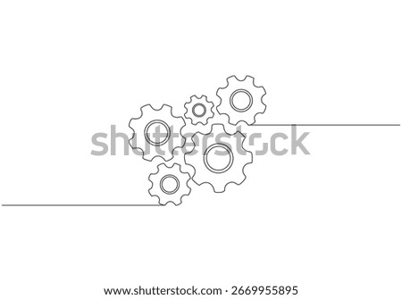 Gears wheel symbol technology, continuous one line drawing. Moving cog gears for business teamwork concept.
Symbol of idea for business or technology and start up
