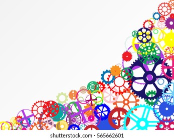 Gears and wheels. Artistic multicolored background illustration