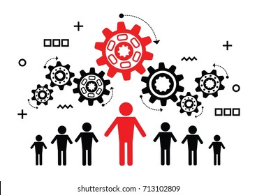 Gears wheels over teamwork creative concept design.Vector illustration