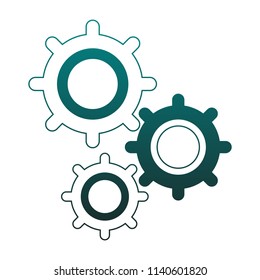 Gears working symbol blue lines