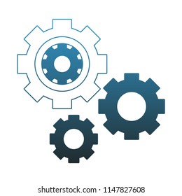 Gears working symbol blue lines