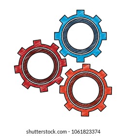 Gears working symbol scribble