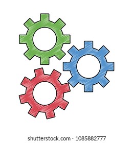 Gears working symbol scribble