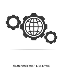 Gears with world map, teamwork. Vector illustration eps 10