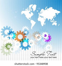 gears world map  vector background