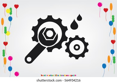 gears and wrench icon vector illustration.