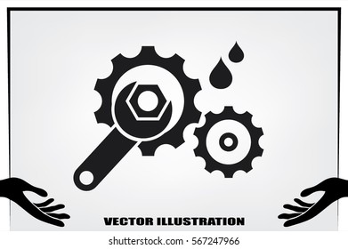 gears and wrench icon vector illustration eps10