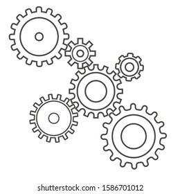 gears.a set of gears of different sizes.icon isolated on white.vector image