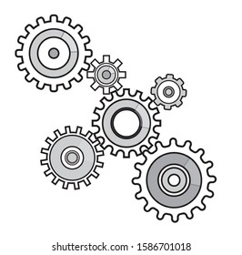 gears.a set of gears of different sizes.icon isolated on white.vector image