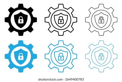  gear-shield icon vector isolated on white background. security and system management icon vector
