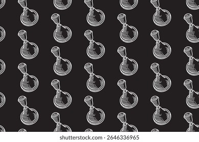 botão de mudança de velocidades gravando o padrão sem costura no fundo preto. clássico manual de mudança de linha arte padrão fundo. alça de transmissão doodle motif wallpaper design para automotivo, garagem, oficina