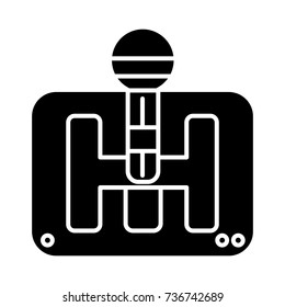 gearstick icon, vector illustration, black sign on isolated background