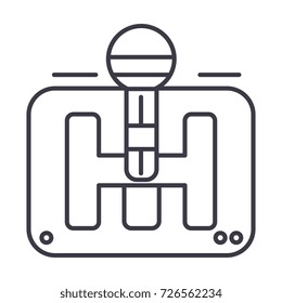 gearstick vector line icon, sign, illustration on background, editable strokes