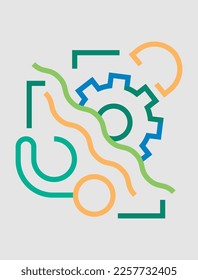Gear,Technology abstract creative minimal artistic compositions ideal for wall decoration, as postcard or brochure design, vector illustration.