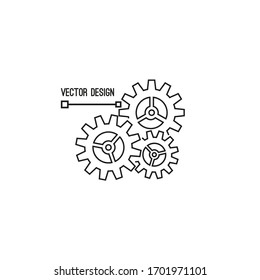 Gearwheel and cog wheel mechanism icon. Business concept innovation and movement. Vector illustration.