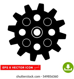 Gearwheel EPS vector pictogram. Illustration style is flat iconic black symbol on white background.