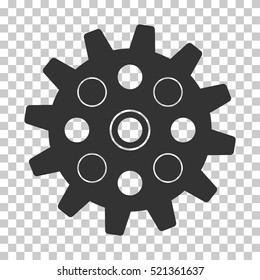 Gearwheel icon. Vector pictogram style is a flat symbol, gray color, chess transparent background. Designed for software and web interface toolbars and menus.