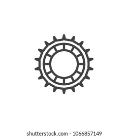Gearwheel outline icon. linear style sign for mobile concept and web design. Cog wheel simple line vector icon. Settings symbol, logo illustration. Pixel perfect vector graphics