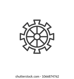 Gearwheel outline icon. linear style sign for mobile concept and web design. Cog gear simple line vector icon. Settings symbol, logo illustration. Pixel perfect vector graphics