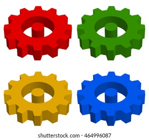 Gearwheel, rack wheel, gear icon, sign. Service, development, manufacturing, settings concepts.