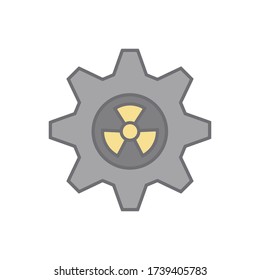 Gearwheel with radiation sign icon. Simple outline colored vector of sustainable energy icons for ui and ux, website or mobile application